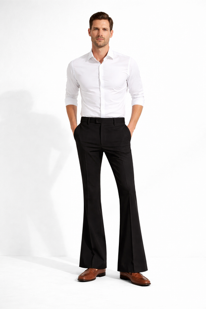 Men’s Elegant Bootcut Formal Pants – Comfortable Slim Fit Black Trousers