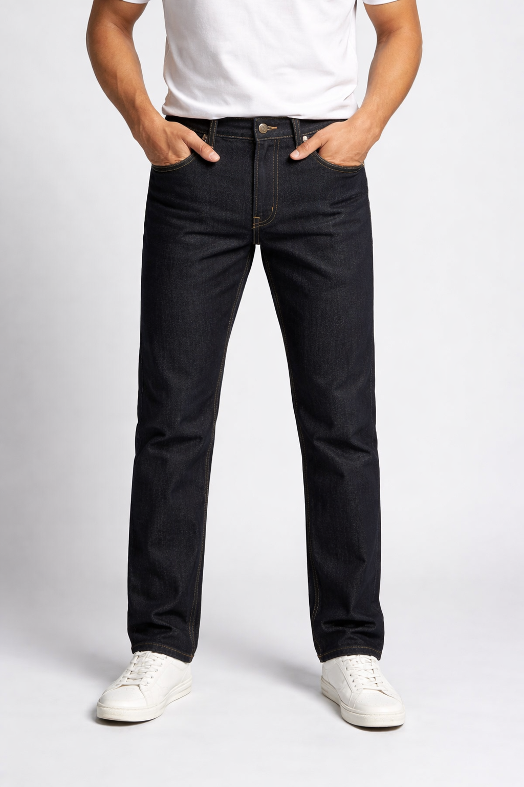 Men’s Classic Black Denim Jeans – Smart Casual Straight Fit