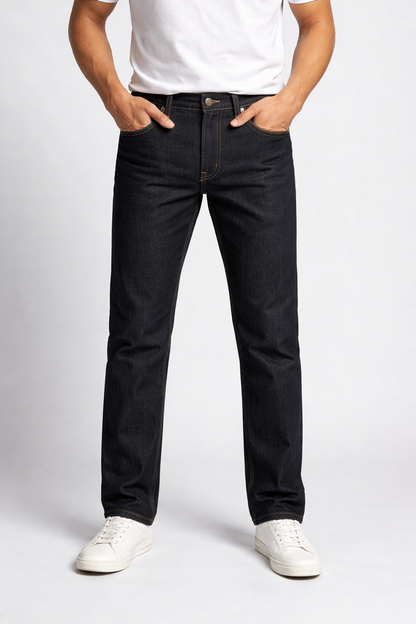 Men’s Classic Black Denim Jeans – Smart Casual Straight Fit