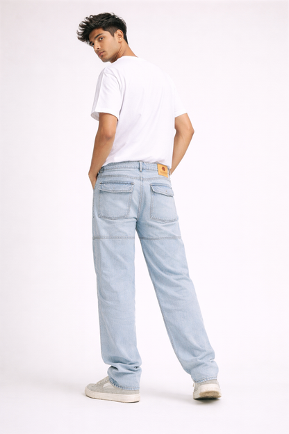 Men’s Relaxed Fit Cargo Jeans with Minimal