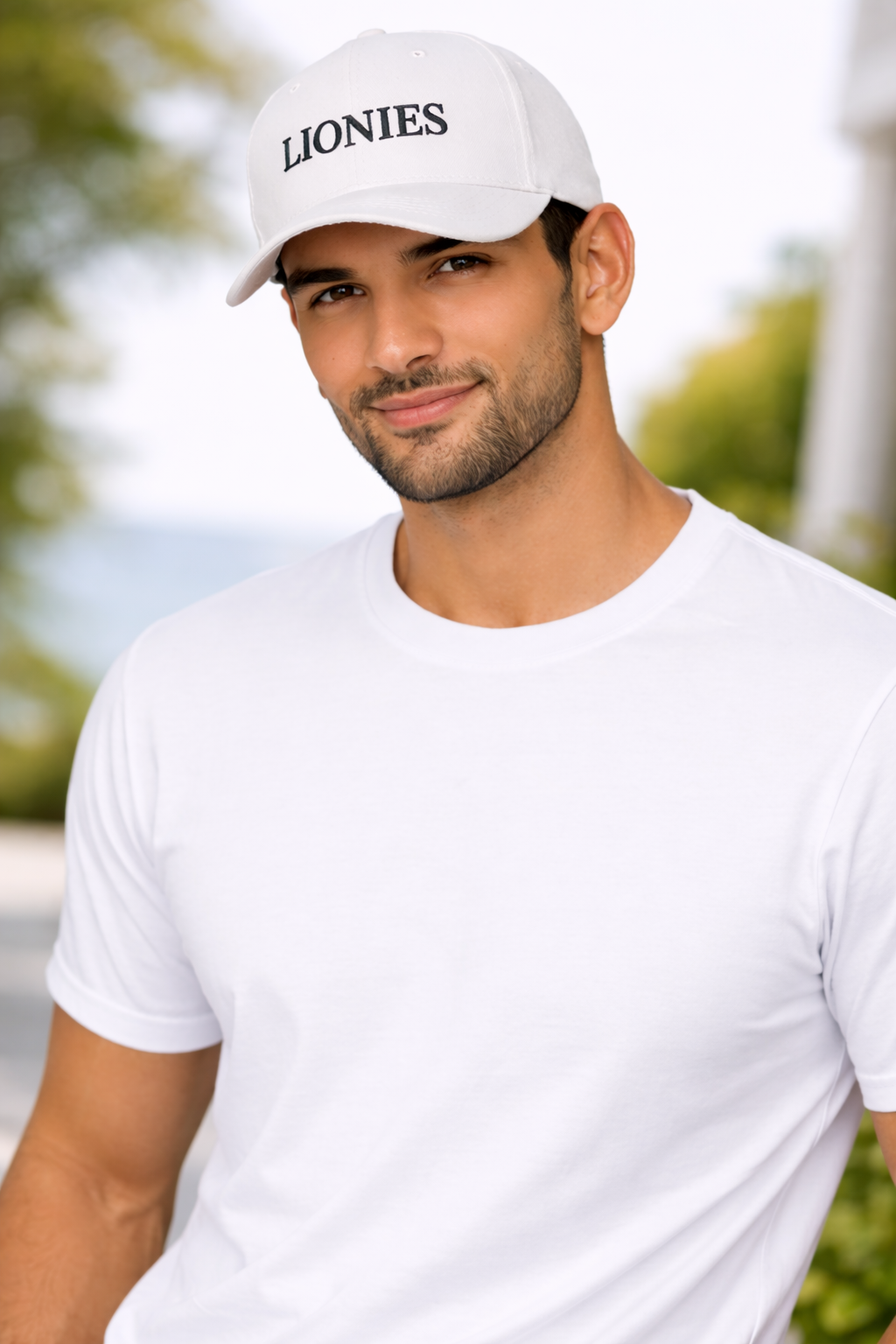 Men’s Premium White LIONIES Cap – Trendy Adjustable Casual Hat