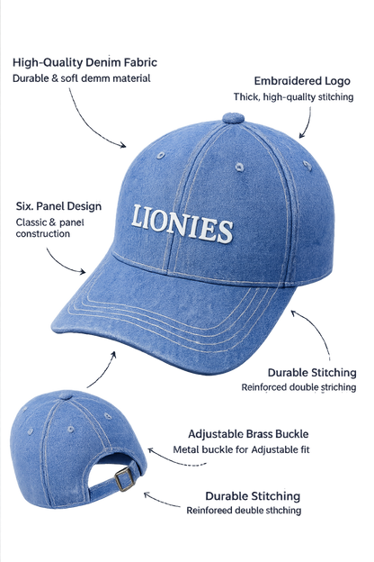 Men’s Stylish Blue Denim LIONIES Cap – Classic Casual Fashion Hat