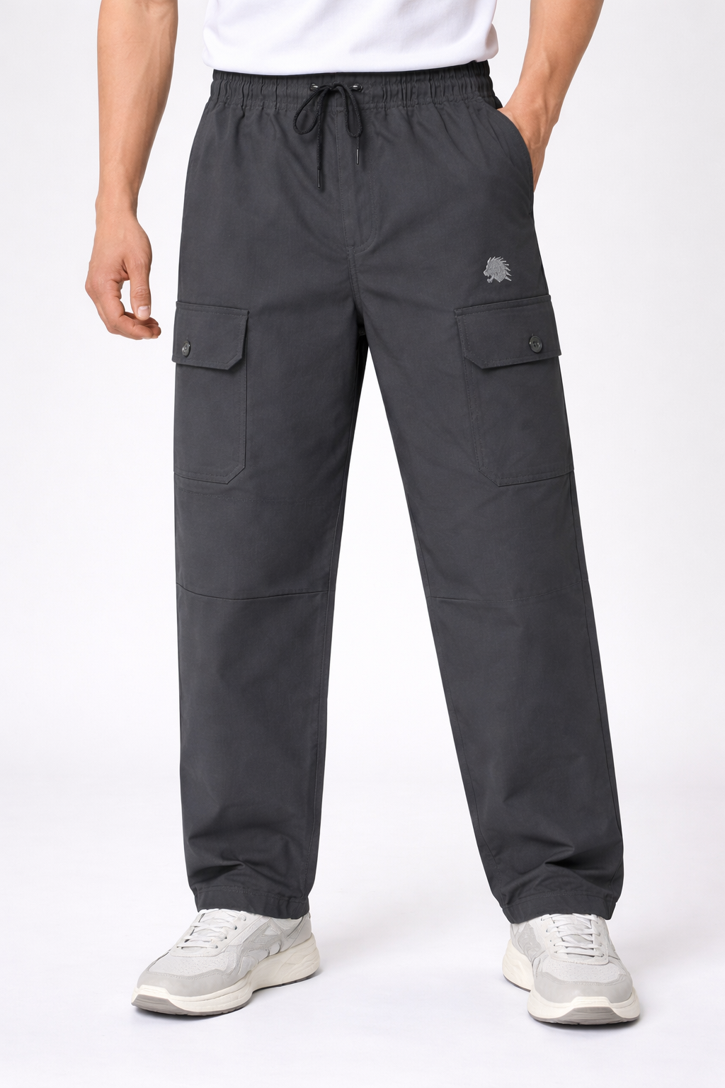 Stylish Men's Cargo Track Pants – Dark Grey Casual Lower
