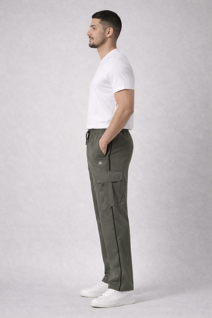 Stylish Men's Dark Brown Cargo Track Pants for Casual and Streetwear Look