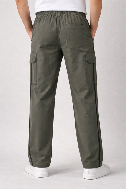 Stylish Men's Dark Brown Cargo Track Pants for Casual and Streetwear Look