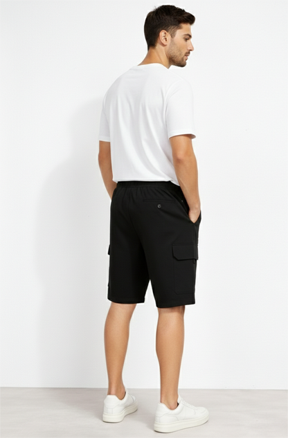 Stylish Breathable Nylon Utility Shorts in Black