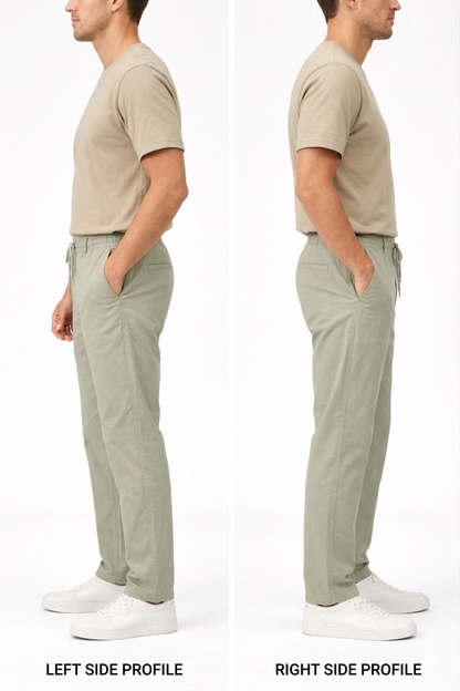 Men’s Casual Linen Pants – Soft Sage Green Elastic Waist Trousers