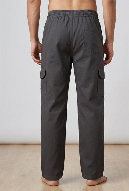 Stylish Men's Cargo Track Pants – Dark Grey Casual Lower