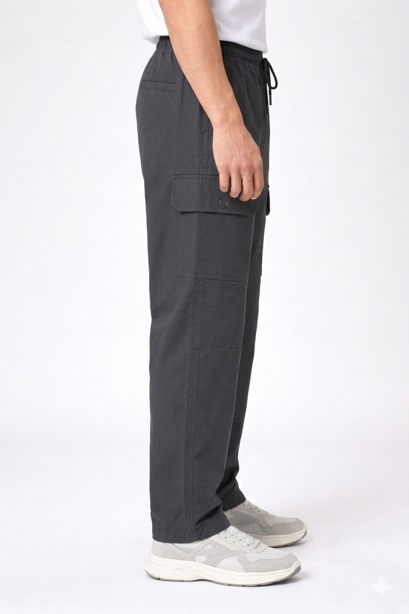 Stylish Men's Cargo Track Pants – Dark Grey Casual Lower