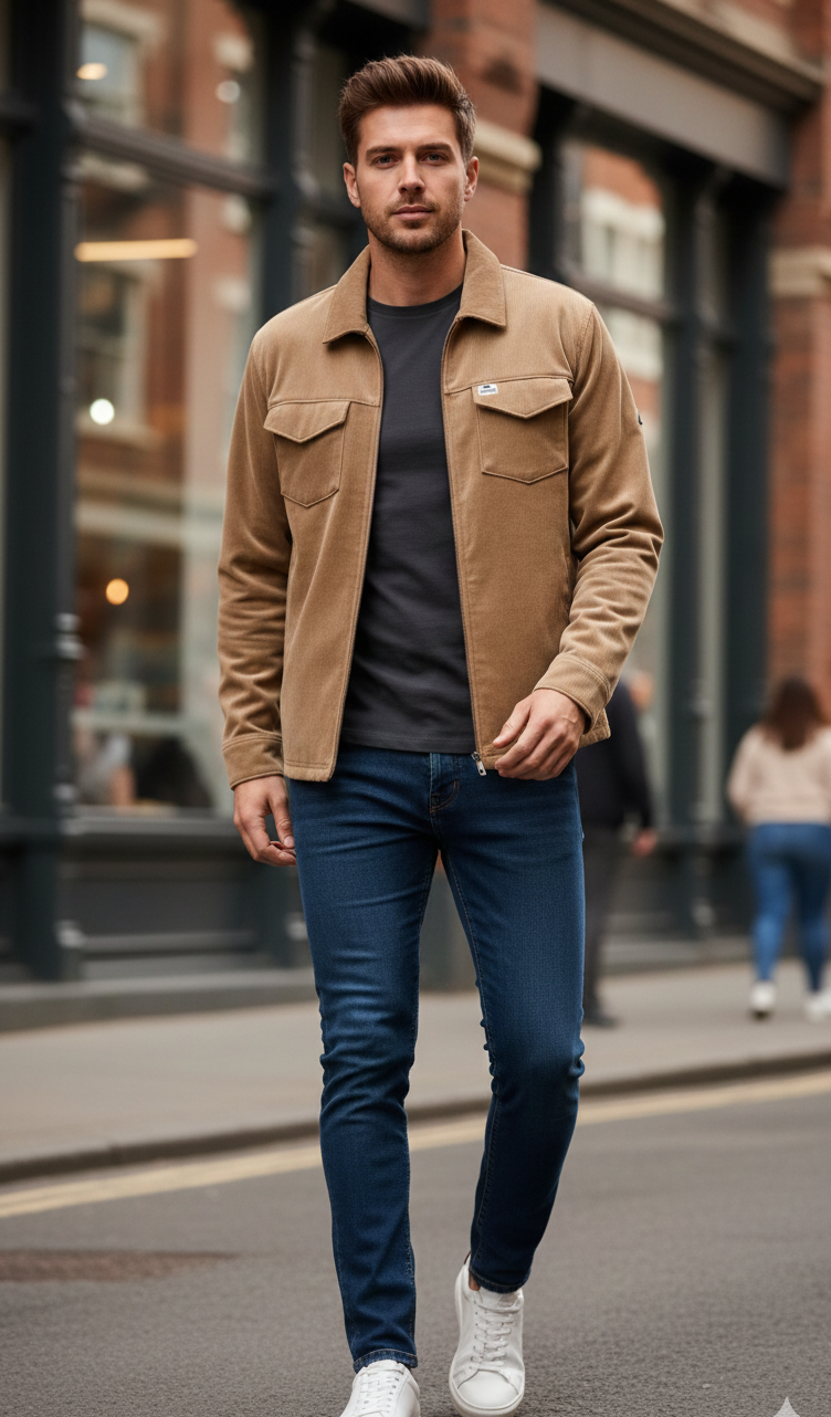 Lionies Men’s Premium Olive Green Casual Jacket with Soft Fabric, Full-Zip Design, Stylish Streetwear Layer Shacket (Jacket)