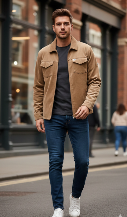 Lionies Men’s Premium Olive Green Casual Jacket with Soft Fabric, Full-Zip Design, Stylish Streetwear Layer Shacket (Jacket)