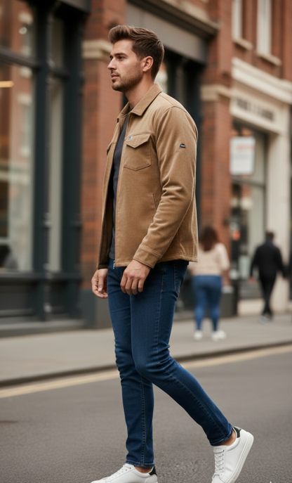 Lionies Men’s Premium Olive Green Casual Jacket with Soft Fabric, Full-Zip Design, Stylish Streetwear Layer Shacket (Jacket)