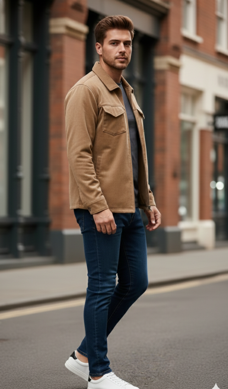 Lionies Men’s Premium Olive Green Casual Jacket with Soft Fabric, Full-Zip Design, Stylish Streetwear Layer Shacket (Jacket)