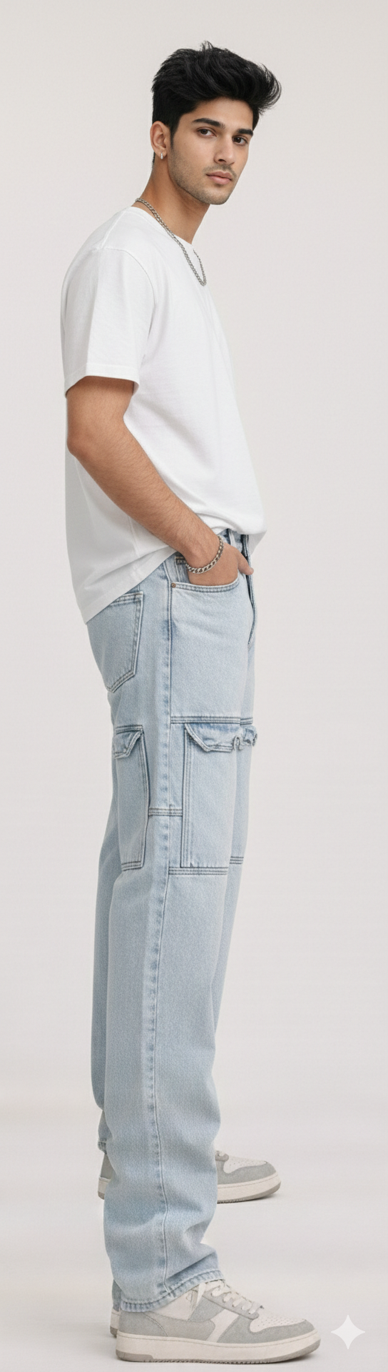 Men’s Relaxed Fit Cargo Jeans with Minimal