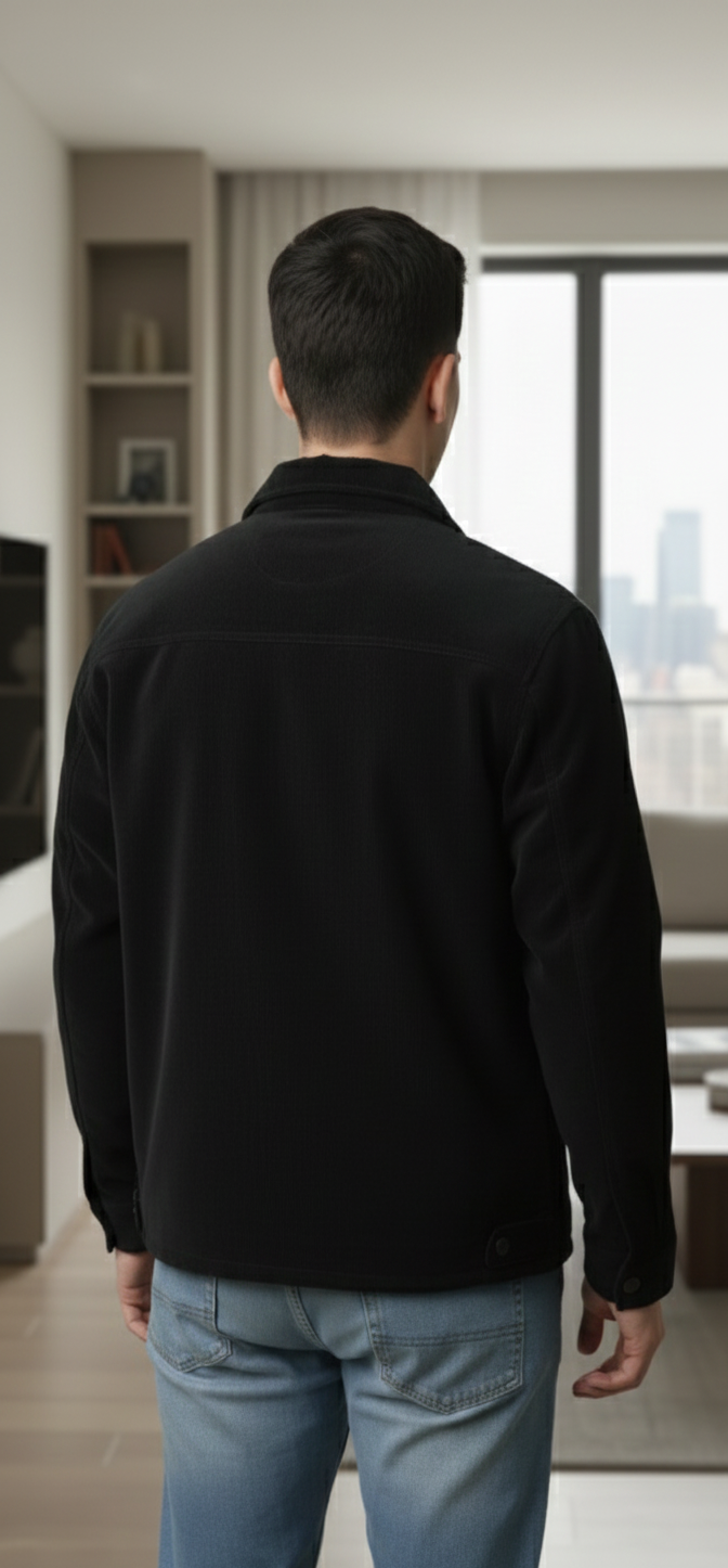 Lionies Men’s Black & Stylish Lightweight Casual Jacket (Shacket)