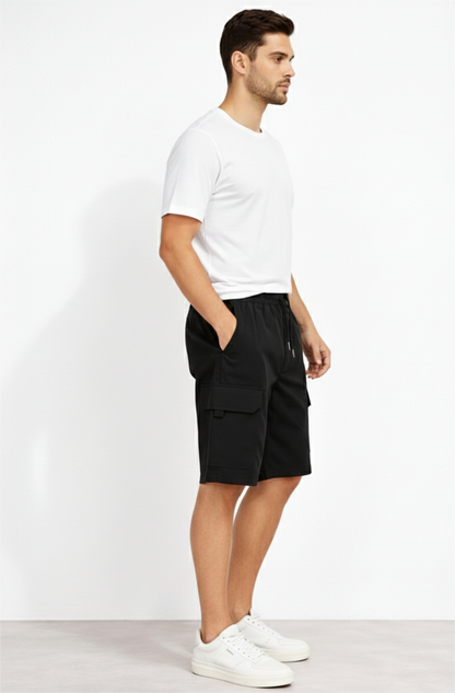 Stylish Breathable Nylon Utility Shorts in Black