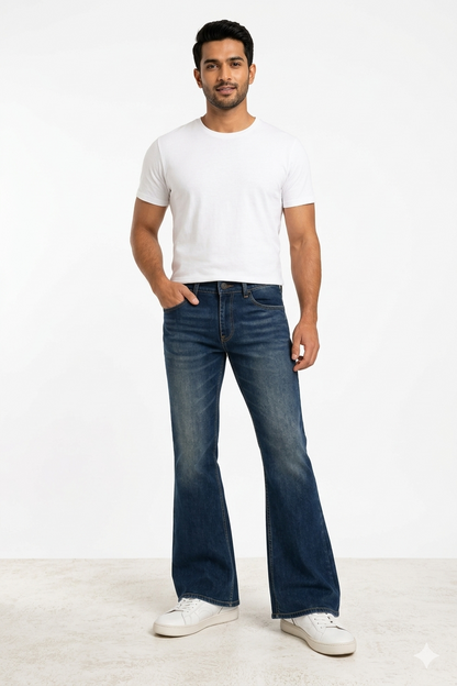 Men’s Trendy Bootcut Denim Jeans – Comfortable & Stylish Blue Pants