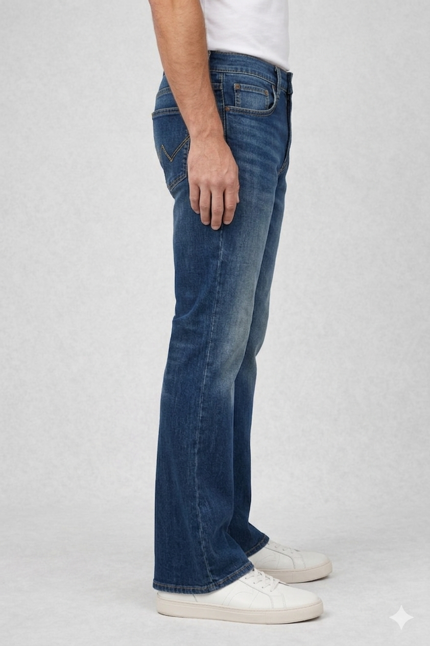 Men’s Bootcut Jeans Blue – Stretchable Slim Fit Casual Denim Pants