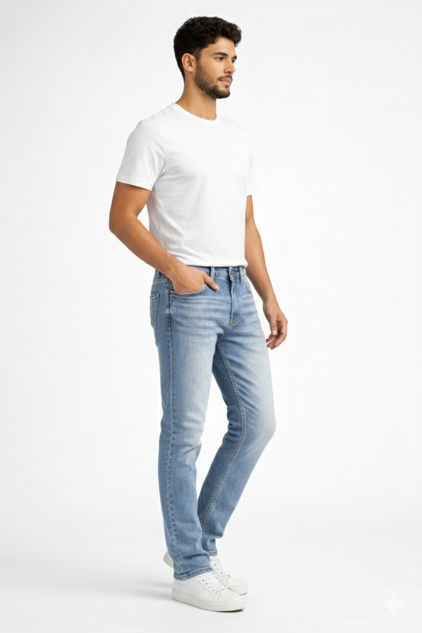 Slim Straight Light Blue Jeans for Men
