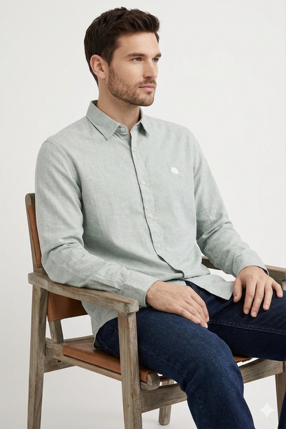 Premium Men’s Solid Green Full Sleeve Shirt