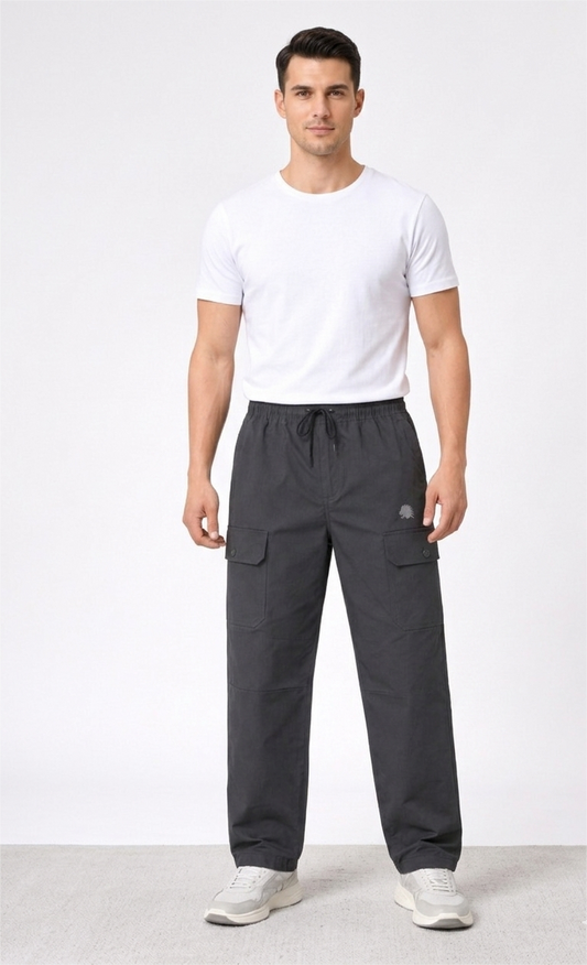 Stylish Men's Cargo Track Pants – Dark Grey Casual Lower
