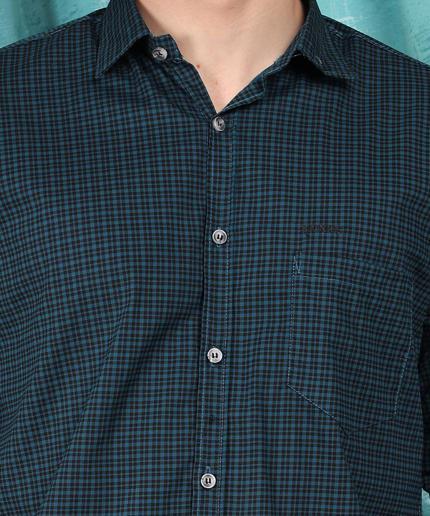 Lionies Men Green Regular Fit Check Full Sleeves Cotton Shirt