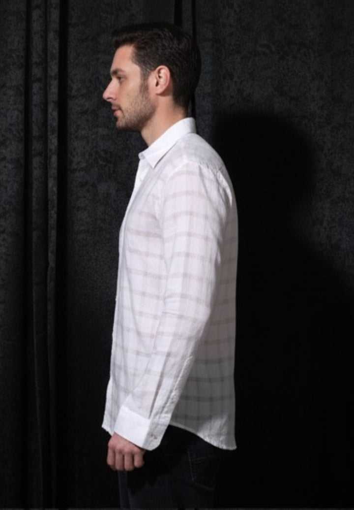 Lionies Men Regular Fit White Checkered Casual Shirt