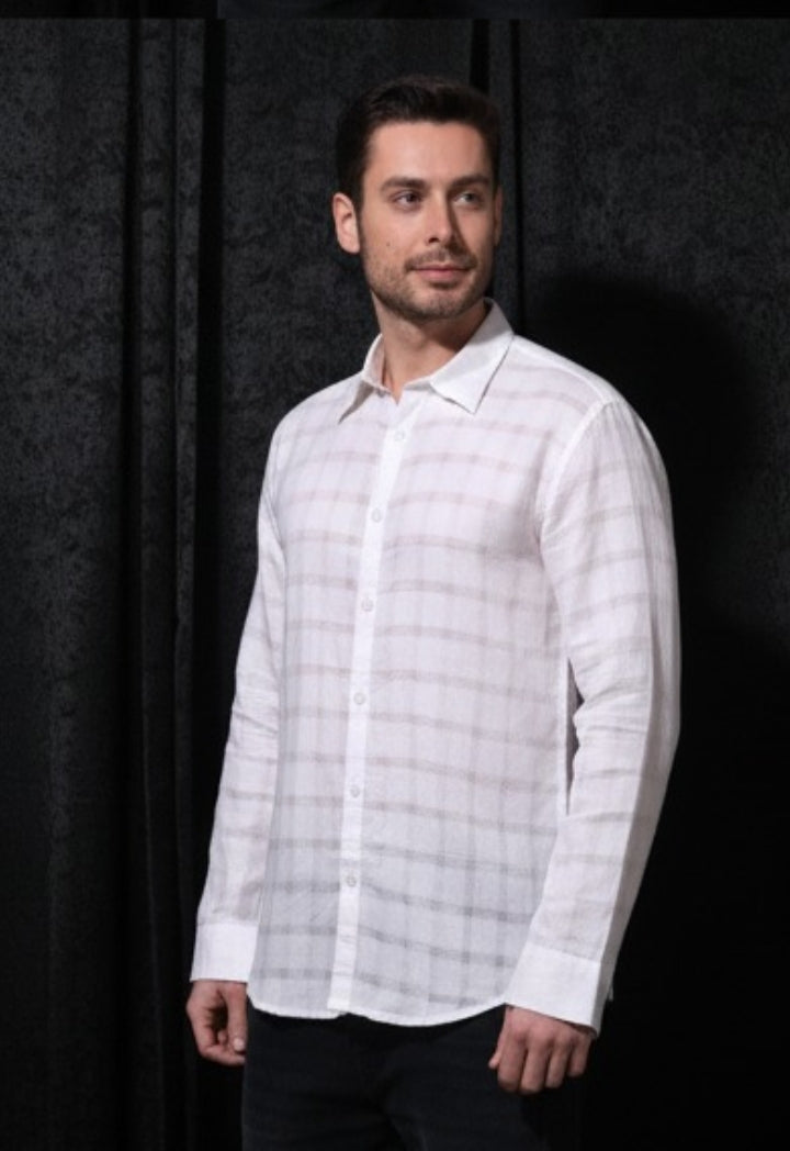 Lionies Men Regular Fit White Checkered Casual Shirt