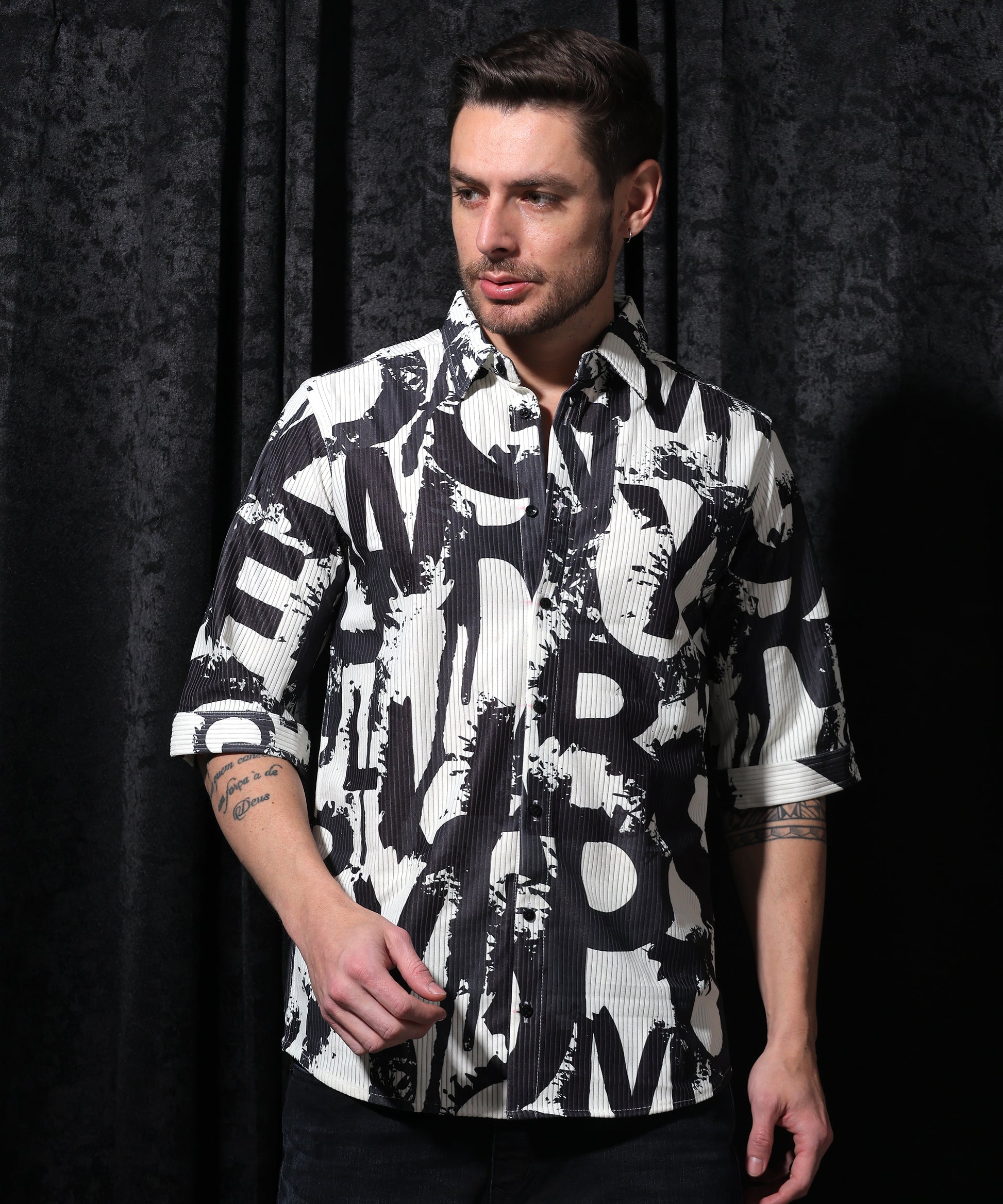  Lionies Digital Print Half Sleeve Shirt. Crafted from high-quality cotton fabric, this shirt offers a perfect blend of elegance and breathability, making it ideal for both casual outings and semi-formal occasions.