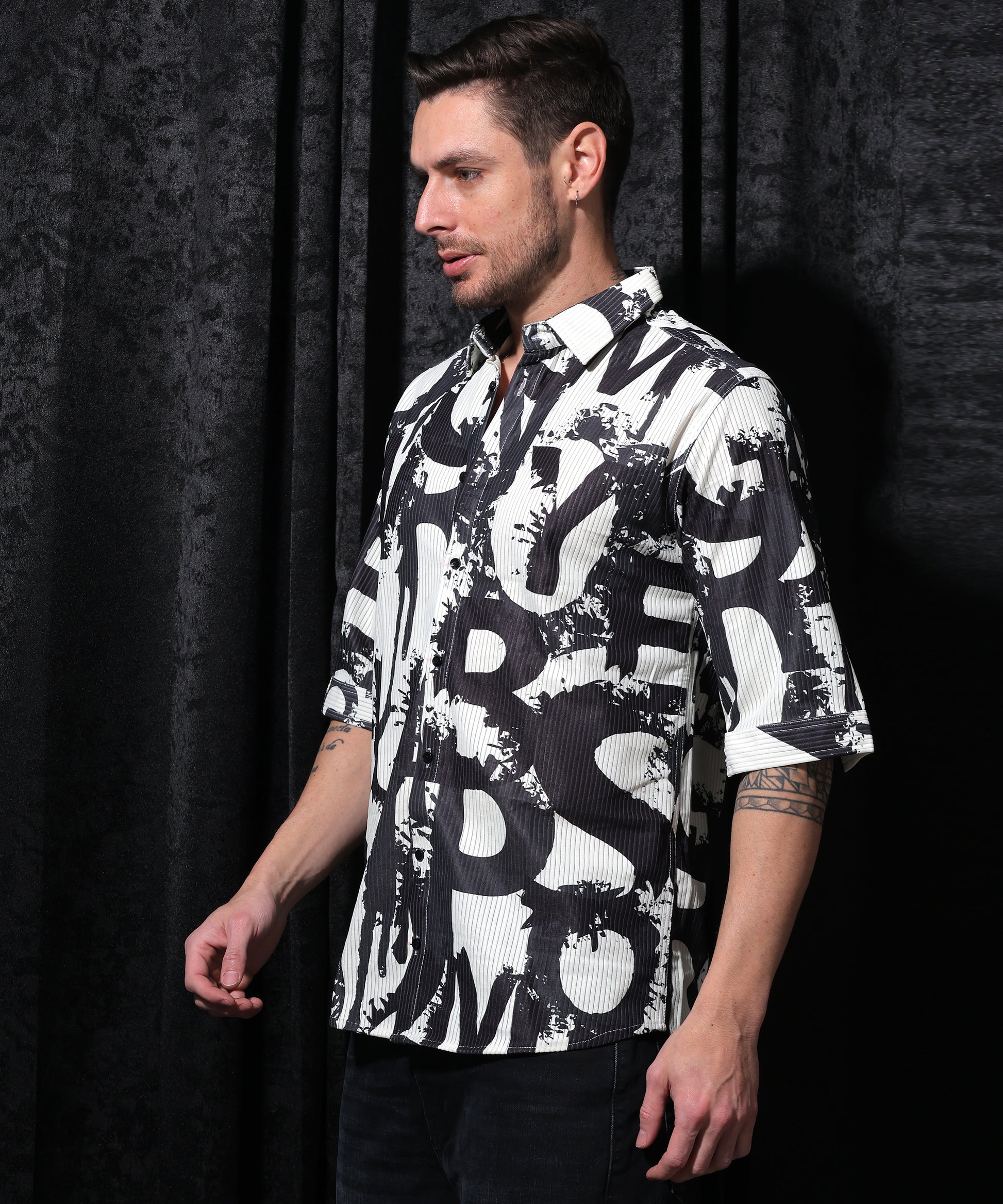  Lionies Digital Print Half Sleeve Shirt. Crafted from high-quality cotton fabric, this shirt offers a perfect blend of elegance and breathability, making it ideal for both casual outings and semi-formal occasions.