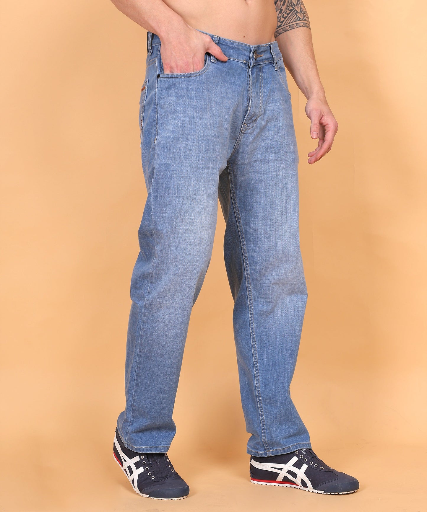 Lionies Light Blue Loose Fit Jeans for Men