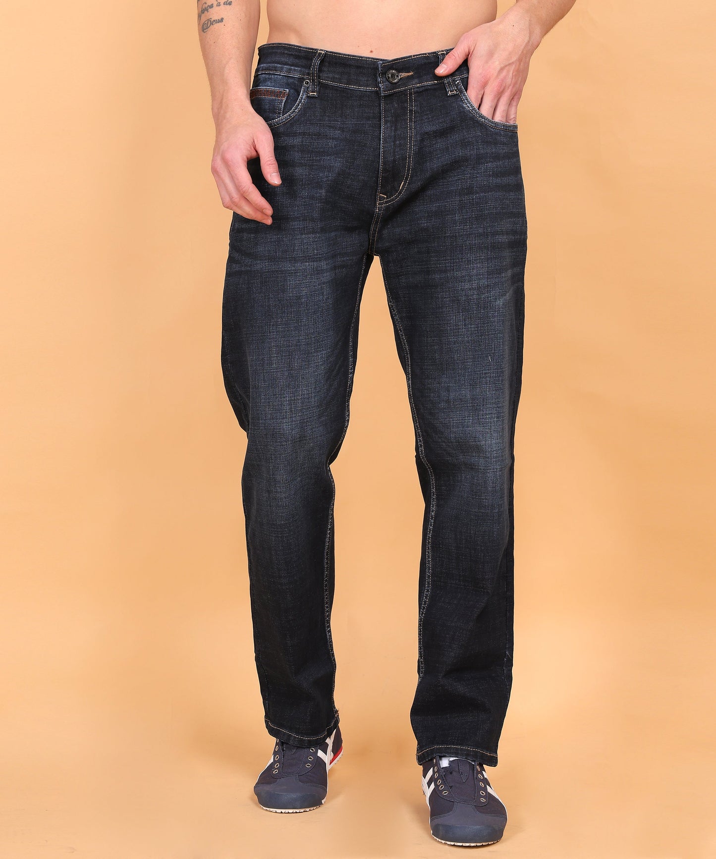 Lionies Wrangler Men's Millard Straight Fit Mid-Rise Jeans - Dark Blue