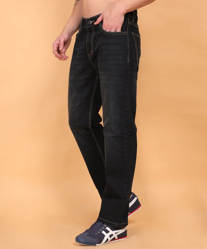 Lionies Black Denim Straight Fit Jeans for Men