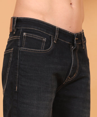 Lionies Black Denim Straight Fit Jeans for Men