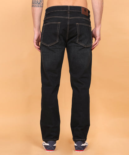 Lionies Black Denim Straight Fit Jeans for Men