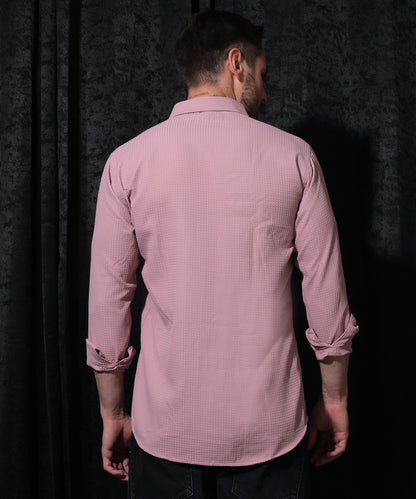 Lionies Pink Buffle Full Sleeve Shirt for Men, crafted from premium cotton fabric, featuring a vibrant pink shade, full sleeves, and a refined tailored fit for versatile casual and semi-formal occasions.