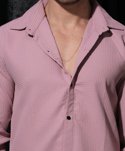 Lionies Pink Buffle Full Sleeve Shirt for Men, crafted from premium cotton fabric, featuring a vibrant pink shade, full sleeves, and a refined tailored fit for versatile casual and semi-formal occasions.