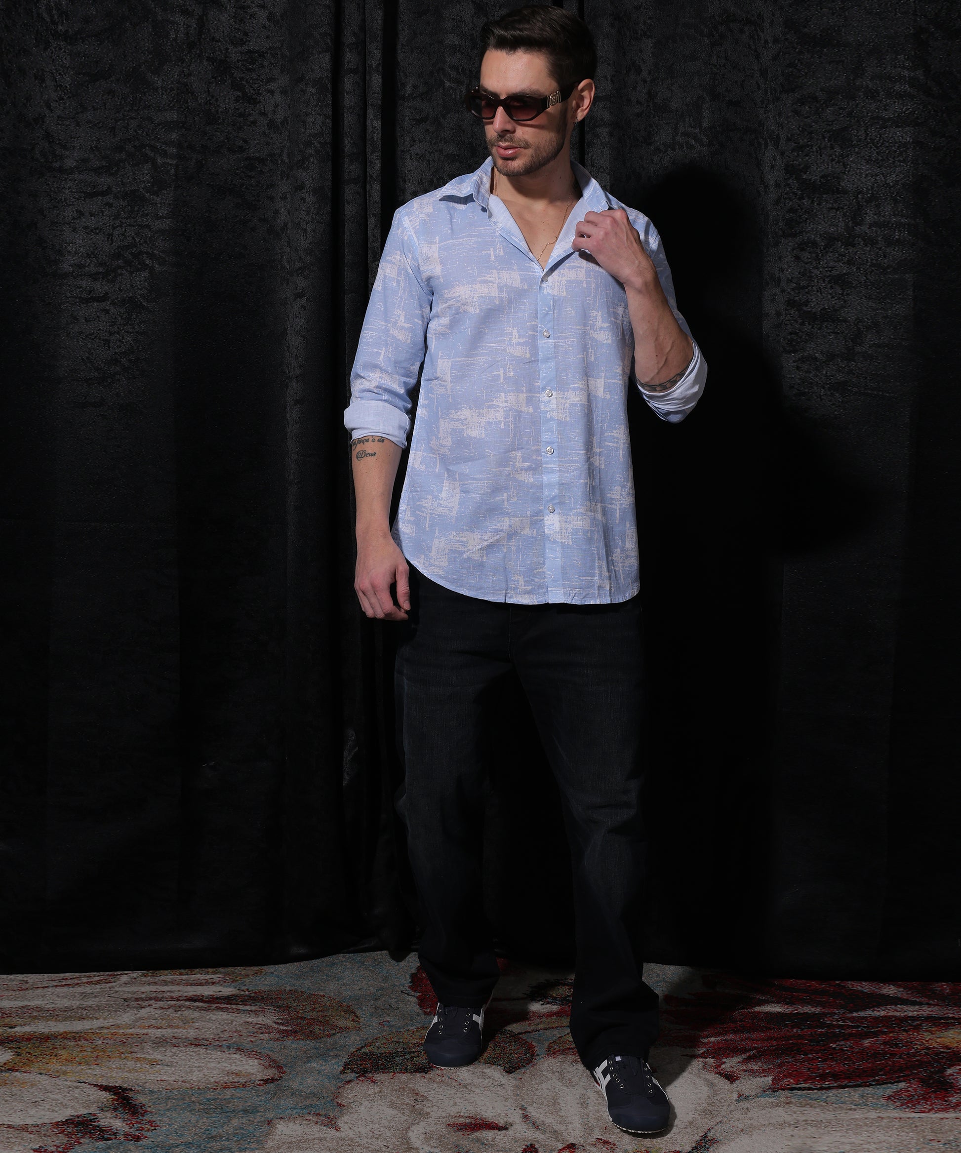 Lionies Premium Blue Printed Occasion Shirt
