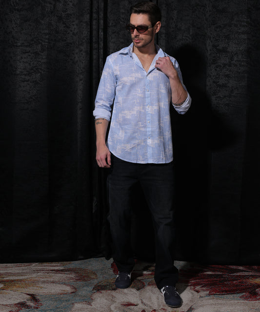 Lionies Premium Blue Printed Occasion Shirt
