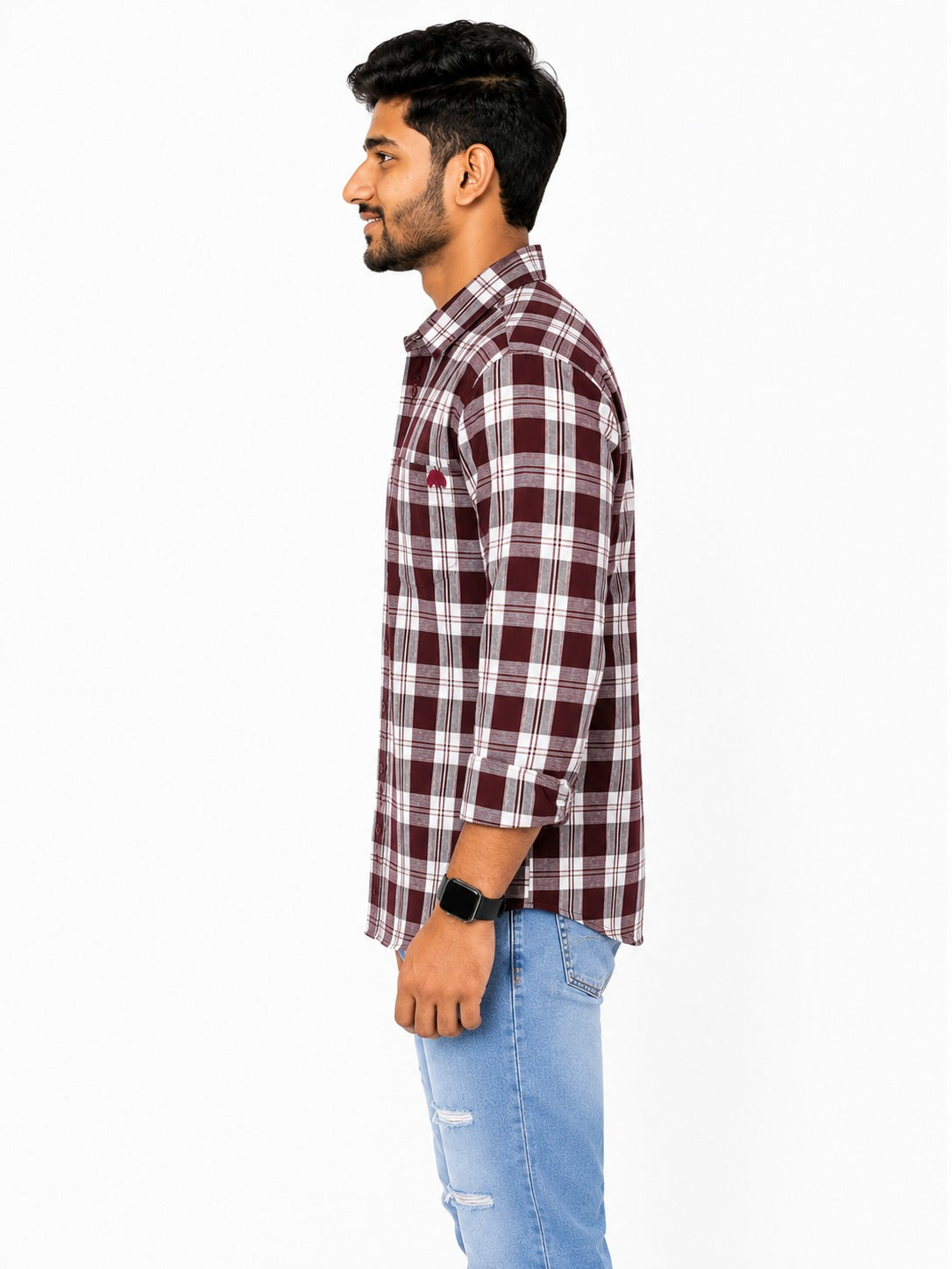 Lionies Men’s  Maroon Chekered Premium Casual Shirt