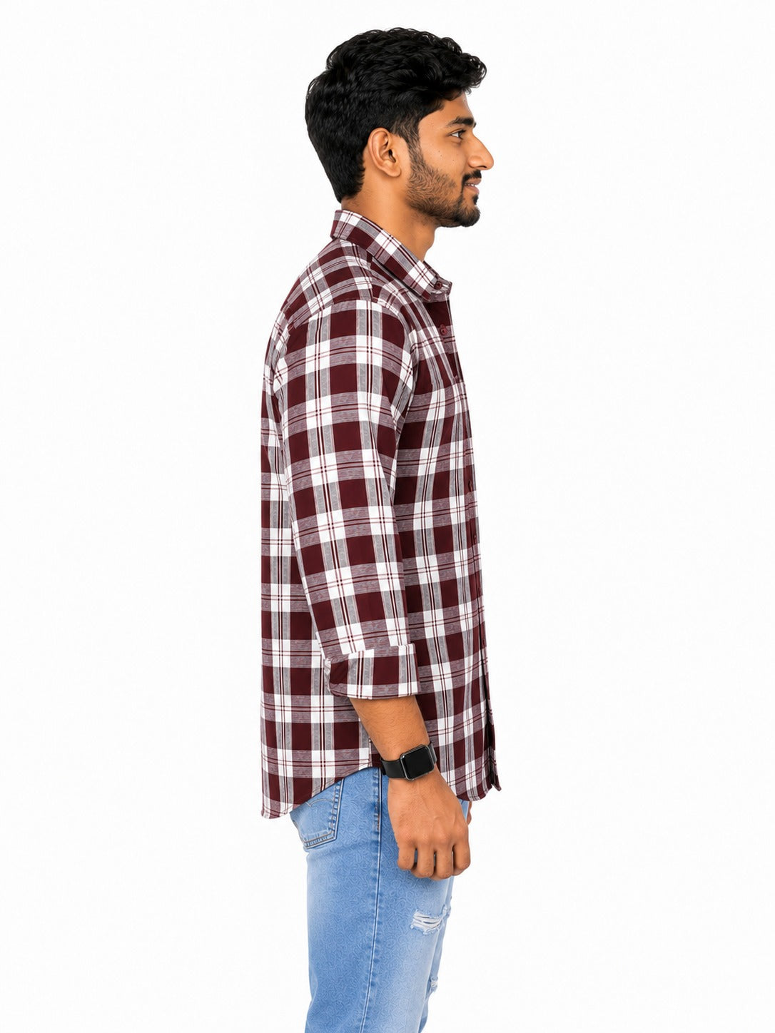 Lionies Men’s  Maroon Chekered Premium Casual Shirt