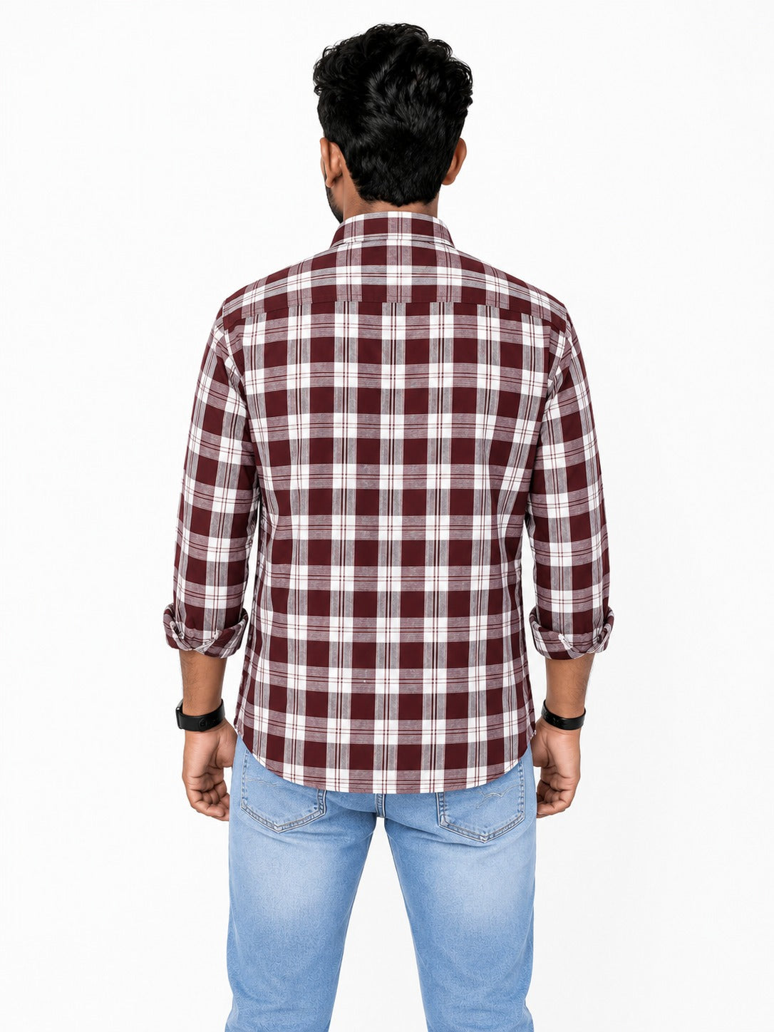 Lionies Men’s  Maroon Chekered Premium Casual Shirt