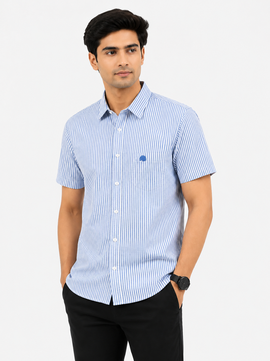 Lionies Men’s Blue Striped Premium Casual Shirt