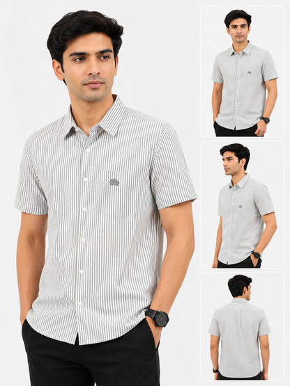 Lionies Classic Grey Striped Casual Shirt