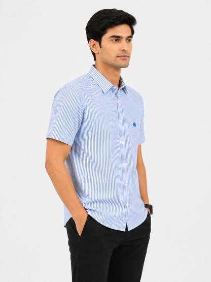Lionies Men’s Blue Striped Premium Casual Shirt