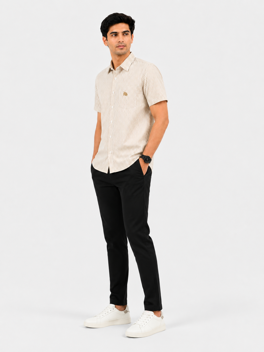Elegant Casual Striped Half Sleeve Shirt