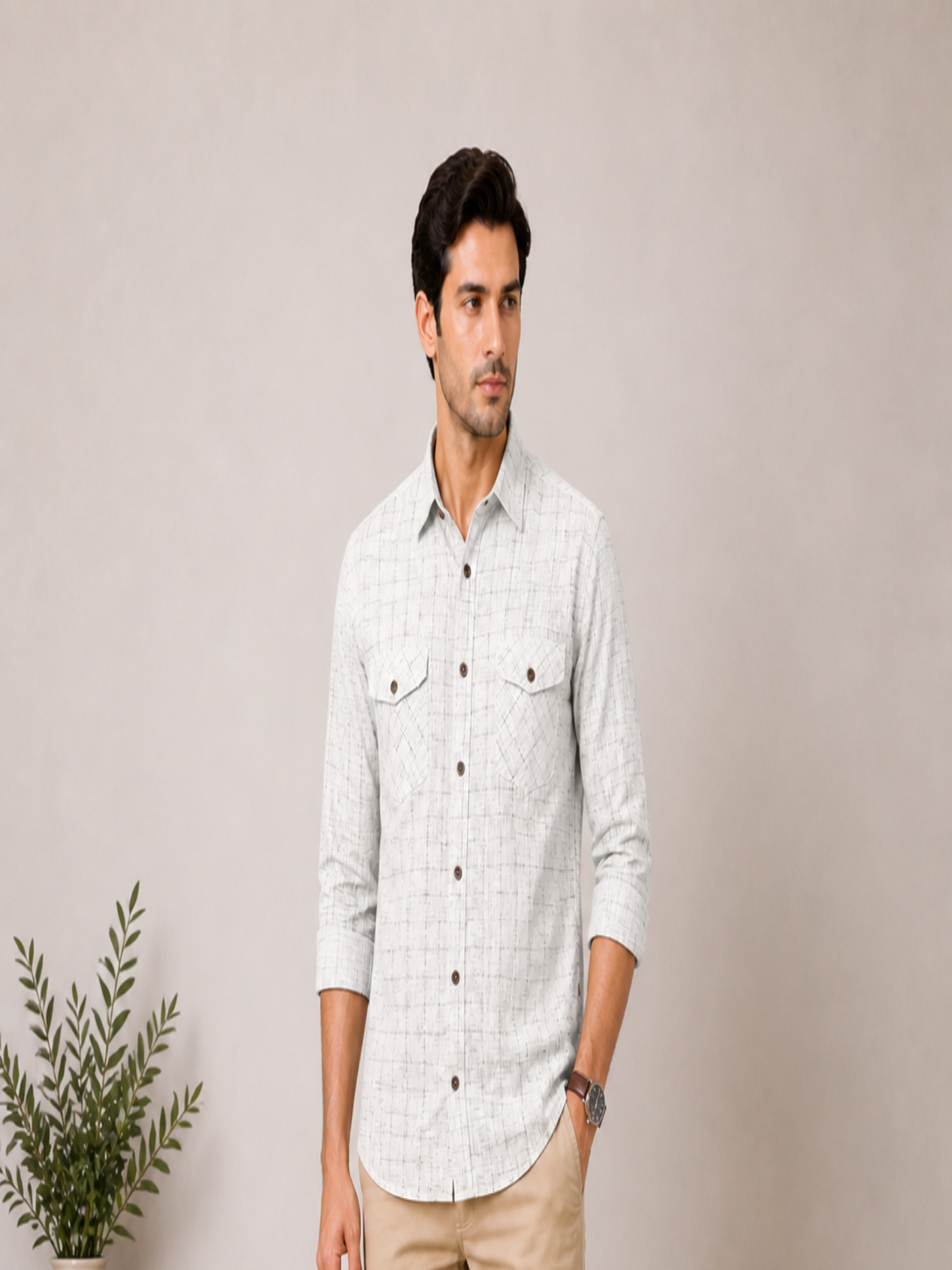 Lionies Light Grey Textured Shirt – Premium Smart Fit